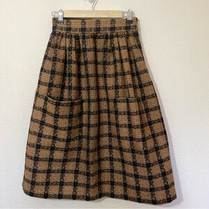 Vintage Handmade Plaid Brown and Black Skirt